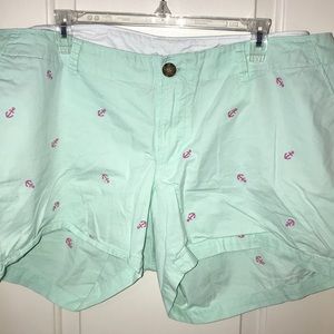 Shorts. Mint green with pink anchors